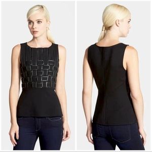 Bailey 44 Basket Weave Leather trim Black Tank size M